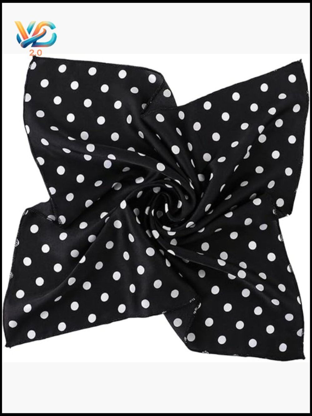 Vintage Polka Dot Satin Head Scarf Square Chiffon Bandana Neck Scarf 20x20